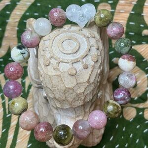 Watermelon Tourmaline 9mm with Quartz Heart
